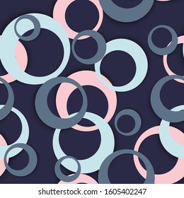 Circle rings simple geometric seamless pattern. Concentric shapes baby fasion textile print. Geometric circle rings urban background design. Ball elements ornament. Backdrop vector