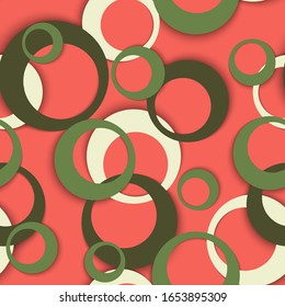 Circle rings simple geometric seamless pattern. Round shapes baby fasion textile print. Geometric circle rings vector background design. Sphere elements ornament. Fabric print