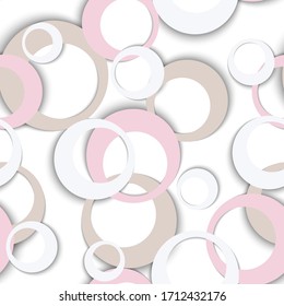 Circle rings simple geometric seamless pattern. Circular shapes children clothes fasion textile print. Random geometric circle rings creative background. Sphere elements ornament. Wrapping design