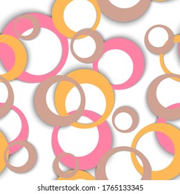 Circle rings simple geometric seamless pattern. Bubble shapes baby clothes fasion textile print. Random geometric circle rings creative background. Ball elements ornament. Fabric print