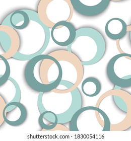 Circle rings simple geometric seamless pattern. Bubble shapes children clothes fasion textile print. Geometric circle rings urban background design. Ball elements ornament. Backdrop vector