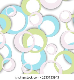 Circle rings simple geometric seamless pattern. Round shapes kids fasion textile print. Geometric circle rings decorative background design. Ball elements ornament. Fabric print