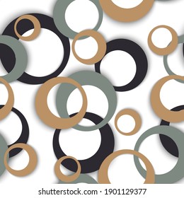 Circle rings simple geometric seamless pattern. Concentric shapes baby fasion textile print. Geometric circle rings simple background design. Ball elements ornament. Fabric print