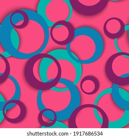 Circle rings simple geometric seamless pattern. Circular shapes kids clothes fasion textile print. Geometric circle rings decorative background design. Graphic elements ornament. Wrapping design