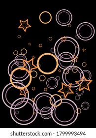 Circle rings and stars abstract geometric  pattern. Concentric shapes fasion textile print. Geometric  decorative background design. Graphic elements ornament. Wrapping design