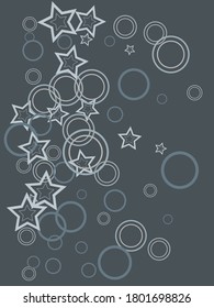 Circle rings and stars abstract geometric  pattern. Concentric shapes fasion textile print. Geometric  decorative background design. Graphic elements ornament. Wrapping design
