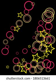 Circle rings and stars abstract geometric  pattern. Concentric shapes fasion textile print. Geometric  decorative background design. Graphic elements ornament. Wrapping design