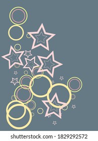 Circle rings and stars abstract geometric  pattern. Concentric shapes fasion textile print. Geometric  decorative background design. Graphic elements ornament. Wrapping design