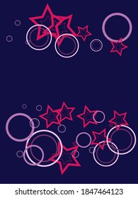 Circle rings and stars abstract geometric  pattern. Concentric shapes fasion textile print. Geometric  decorative background design. Graphic elements ornament. Wrapping design