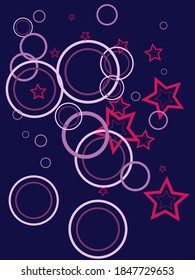 Circle rings and stars abstract geometric  pattern. Concentric shapes fasion textile print. Geometric  decorative background design. Graphic elements ornament. Wrapping design