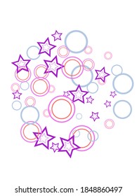 Circle rings and stars abstract geometric  pattern. Concentric shapes fasion textile print. Geometric  decorative background design. Graphic elements ornament. Wrapping design