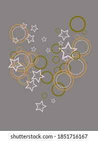 Kreisringe und Sterne abstraktes geometrisches Muster. Konzentrische Formen fasion Textil Druck. Geometrisches dekoratives Hintergrunddesign. Grafische Elemente verzieren. Wrackdesign