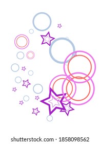 Circle rings and stars abstract geometric  pattern. Concentric shapes fasion textile print. Geometric  decorative background design. Graphic elements ornament. Wrapping design