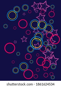 Circle rings and stars abstract geometric  pattern. Concentric shapes fasion textile print. Geometric  decorative background design. Graphic elements ornament. Wrapping design