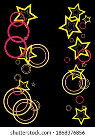 Circle rings and stars abstract geometric  pattern. Concentric shapes fasion textile print. Geometric  decorative background design. Graphic elements ornament. Wrapping design