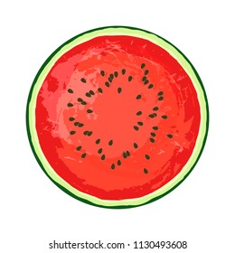 Circle of ripe watermelon on a white background. National Watermelon Day Design. Vector illustration