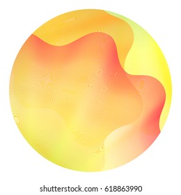 Circle ripple abstract vector illustration on white background. Artistic bright pattern with colorful curves arranged in round shape. Yellow and red wavy lines circle ripple. Geometric graphic design.
