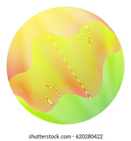 Circle ripple abstract vector illustration on white background. Bright clip art pattern with colorful curves. Round shape. Yellow, green and red wavy lines circle ripple texture. Geometric design.