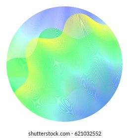Circle ripple abstract vector illustration on white background. Bright clip art pattern with colorful curves. Round shape. Blue, yellow and green wavy lines circle ripple texture design.
