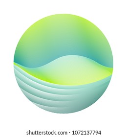 Circle ripple lines abstract vector illustration on white background. Round shape logo design. Simple colorful curve waves. Bright clip art design with curved wavy lines texture. Earth day backgroun