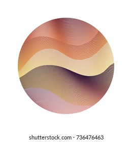 Circle ripple lines abstract vector illustration on white background. Curve wavy lines circle with ripple texture design. Bright clip art pattern with colorful curves. Round shape of waves.