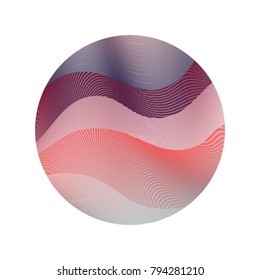 Circle ripple lines abstract vector illustration on white background. Curve wavy lines circle with ripple texture design. Bright clip art pattern with colorful curves. Round shape of waves.