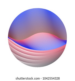 Circle ripple lines business vector illustration on white background. Round shape logo design. Cool colorful curves, waves. Bright clip art design with curved wavy lines texture in dark blue red.