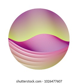 Circle ripple lines creative vector illustration on white background. Round shape logo design. Modern colorful curves, waves. Bright clip art design with curved wavy lines texture.