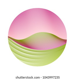 Circle ripple lines creative vector illustration on white background. Round shape logo design. Minimal colorful curves, waves. Bright clip art design with ripple texture.