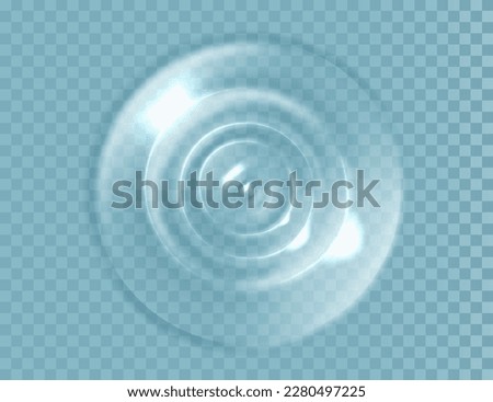 Circle ripple water drop texture isolated on transparent background. Realistic splash surfac, drop, sound wave splash effects,