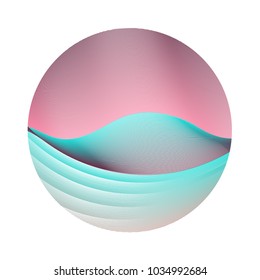 Circle ripple waves business vector illustration on white background. Round shape logo design. Stylish colorful curves, waves. Bright clip art design with curved wavy lines texture in cyan and magenta