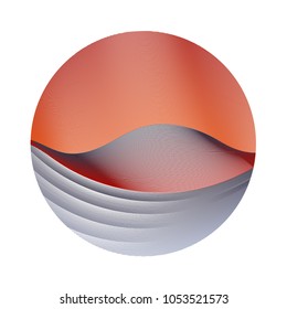 Circle ripple waves business vector illustration on white background. Round shape logo design. Cool colorful curves, waves. Bright clip art design with colorful curves in red and grey.