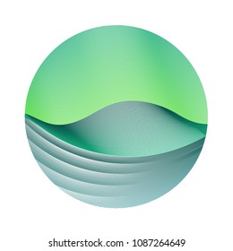 Circle ripple waves business vector illustration on white background. Round shape logo design. Minimal colorful curves, waves. Bright clip art design with ripple texture. Earth day background.