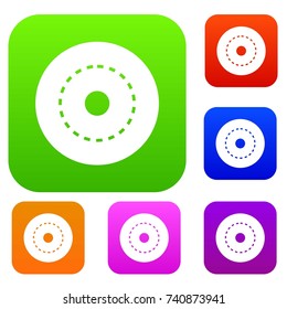Circle road set icon color in flat style isolated on white. Collection sings vector illustration