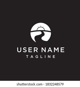 circle, road, sun for the white travel logo