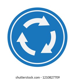 Circle road traffic sign vector icon, modern design, flat style, blue and white color