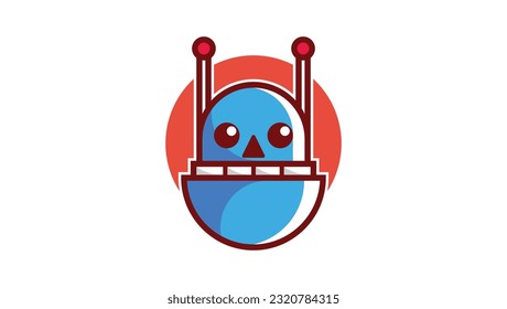 circle robot logo vector design template