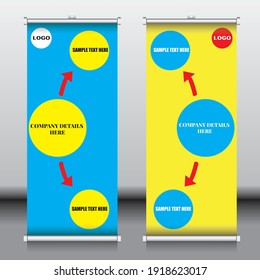 circle roll up banners, vector template, blur color roll up banners.