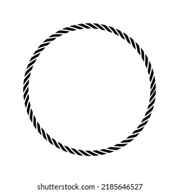 Circle rope black monochrome silhouette. Flat vector illustration isolated on white background