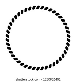Circle of rope pattern. Ornamental decorative frame. Black vector illustration.