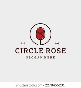 Circle rose logo flower vector icon illustration .