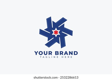 Circle Rotating Arrows Star Logo Design Template