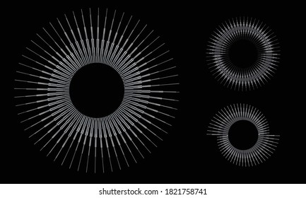 Circle with rotating lines. Stripes abstract background with yin and yang sign.