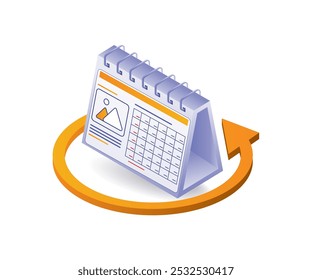 Circle rotation of the arrow of time on the calendar