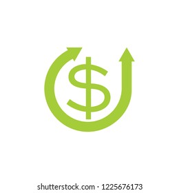 circle rotation up direction money dollar symbol vector