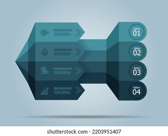 circle round arrow business infographic element presentation with icon 4 steps vector illustration background