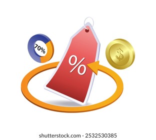 Circle round arrow discount label promotion symbol