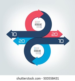 Circle, round  arrows infographic. Template, scheme, diagram, chart, graph, presentation. Business concept with 2 steps, options, processes.