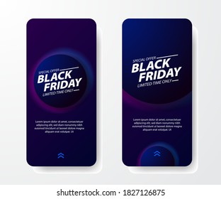 circle round black friday neon color social media stories sale offer banner template