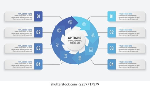 Circle Round Business Infographic Design Template with 8 Options